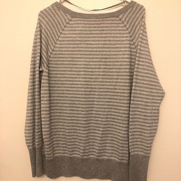 Lane Bryant knit gray metallic stripped button up cardigan sweater 18/20 - Picture 14 of 14